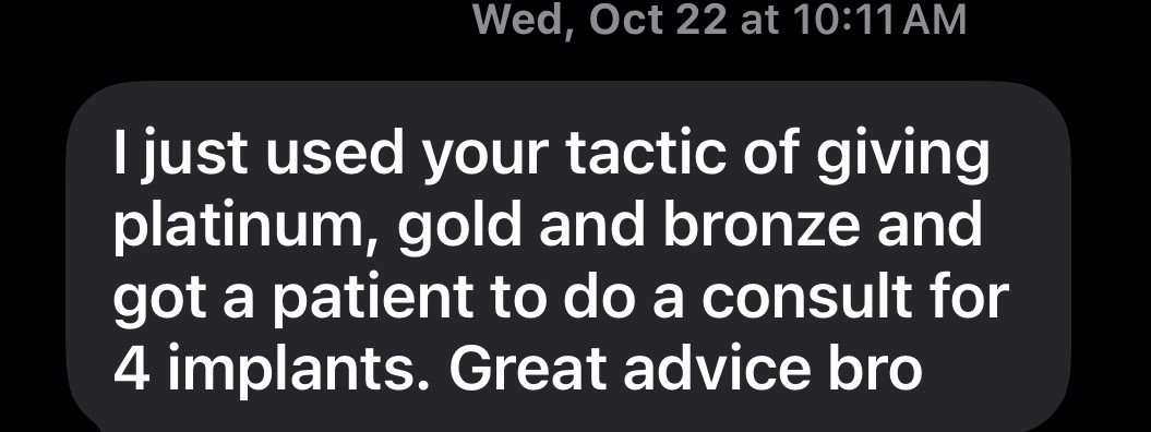 Dentist booked a 4-implant consult